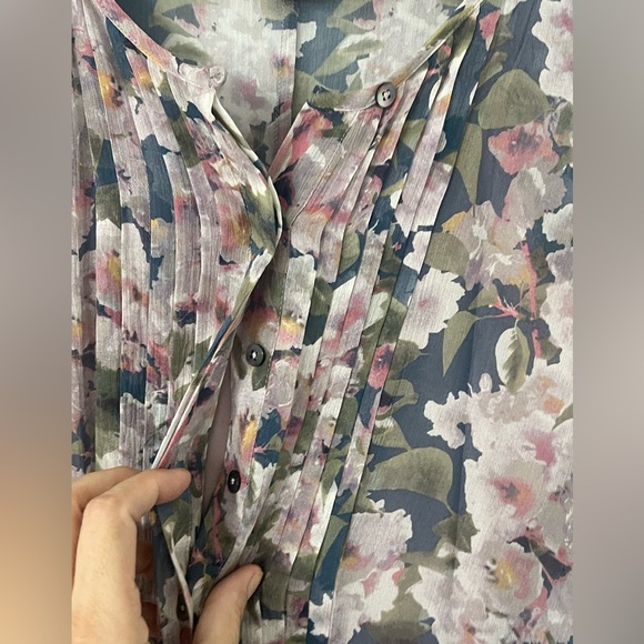 Sundance province rose silk dress bohemian floral watercolor long sleeve dress S - Picture 10 of 11